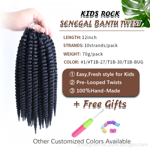 Julianna Synthetic Kids Hair Extensions Crochet Kid Style Machine Wholesale Senegalese Korean Waterproof Kids Twist Hair
